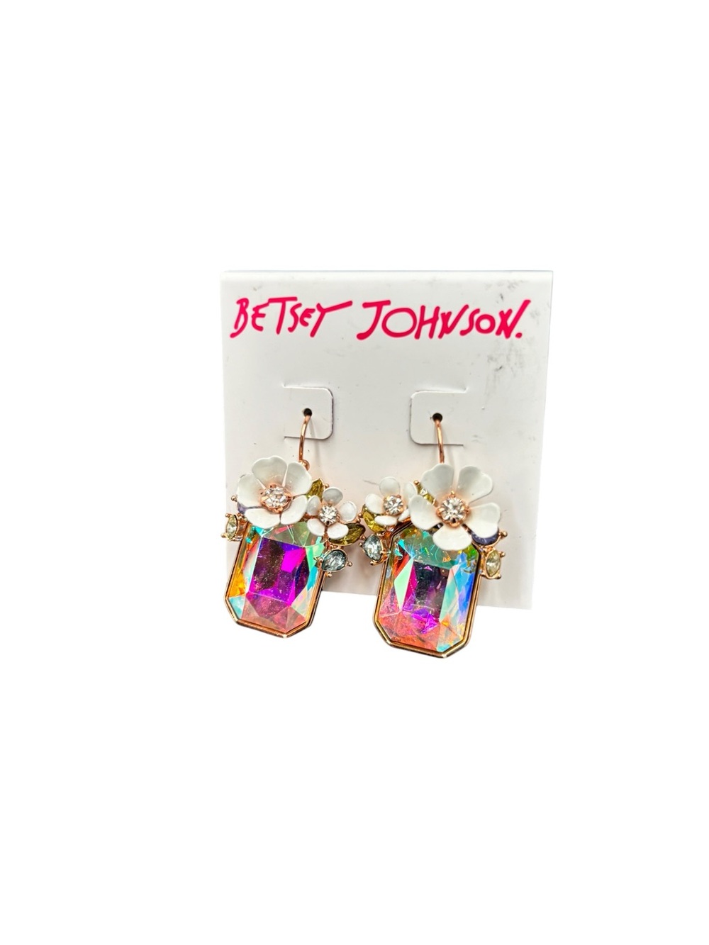 Betsey Johnson Jewelry Bundle – Crystal Cat Necklace + NWT Floral earrings - Picture 7 of 11